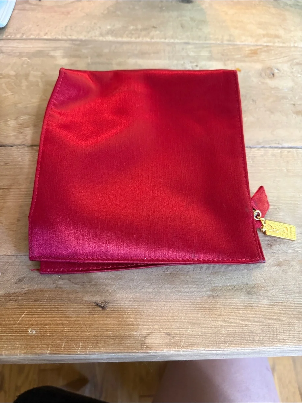 Yves Saint Laurent Red Satin Parfums Cosmetic Pouch